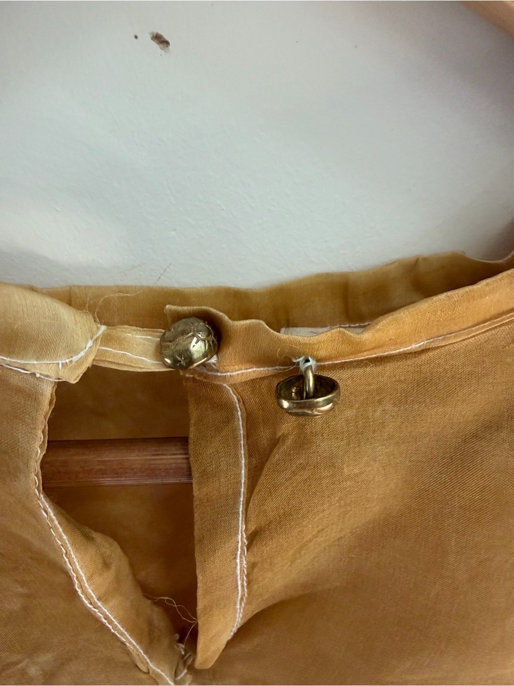 Sheer Puff-Sleeve Blouse in Camel - Picture 3 of 6